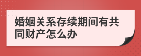 婚姻关系存续期间有共同财产怎么办