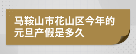 马鞍山市花山区今年的元旦产假是多久