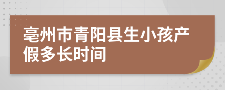 亳州市青阳县生小孩产假多长时间