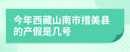 今年西藏山南市措美县的产假是几号