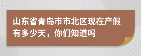 山东省青岛市市北区现在产假有多少天，你们知道吗