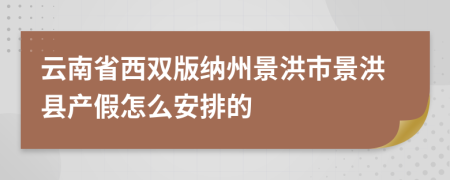 云南省西双版纳州景洪市景洪县产假怎么安排的