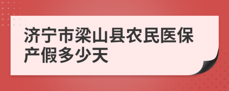 济宁市梁山县农民医保产假多少天