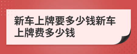 新车上牌要多少钱新车上牌费多少钱