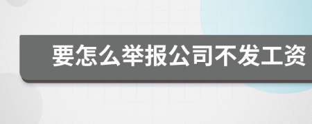 要怎么举报公司不发工资