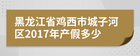 黑龙江省鸡西市城子河区2017年产假多少