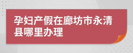 孕妇产假在廊坊市永清县哪里办理