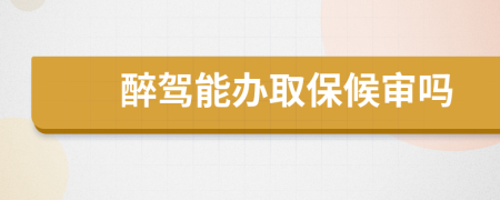 醉驾能办取保候审吗