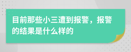 目前那些小三遭到报警，报警的结果是什么样的