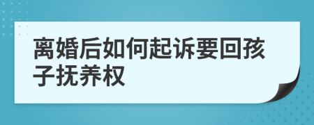 离婚后如何起诉要回孩子抚养权