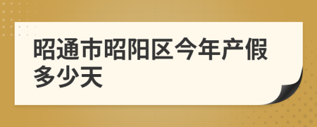 昭通市昭阳区今年产假多少天