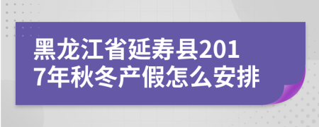 黑龙江省延寿县2017年秋冬产假怎么安排