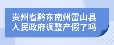 贵州省黔东南州雷山县人民政府调整产假了吗