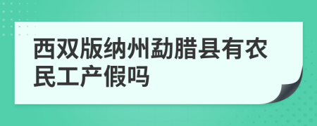 西双版纳州勐腊县有农民工产假吗