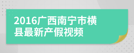 2016广西南宁市横县最新产假视频