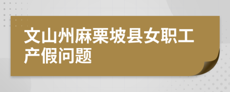 文山州麻栗坡县女职工产假问题