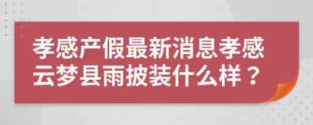 孝感产假最新消息孝感云梦县雨披装什么样？