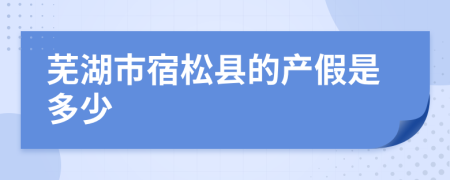 芜湖市宿松县的产假是多少