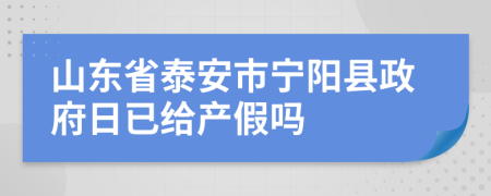 山东省泰安市宁阳县政府日已给产假吗