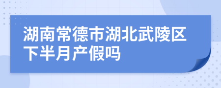 湖南常德市湖北武陵区下半月产假吗