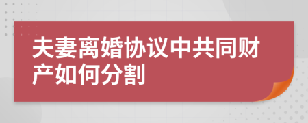 夫妻离婚协议中共同财产如何分割