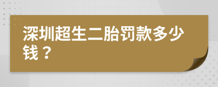 深圳超生二胎罚款多少钱？