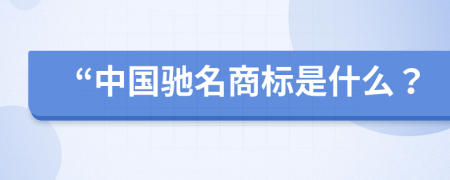 “中国驰名商标是什么？