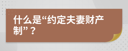 什么是“约定夫妻财产制”？