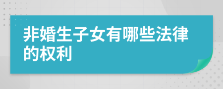 非婚生子女有哪些法律的权利