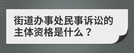 街道办事处民事诉讼的主体资格是什么？