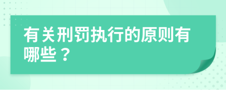 有关刑罚执行的原则有哪些？