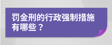 罚金刑的行政强制措施有哪些？