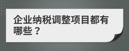 企业纳税调整项目都有哪些？