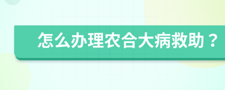 怎么办理农合大病救助？