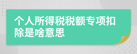 个人所得税税额专项扣除是啥意思