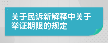 关于民诉新解释中关于举证期限的规定