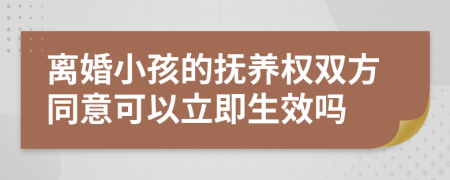 离婚小孩的抚养权双方同意可以立即生效吗