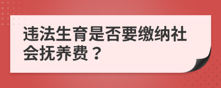 违法生育是否要缴纳社会抚养费？