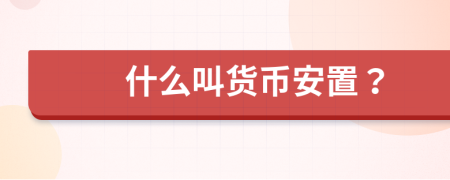 什么叫货币安置？