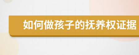 如何做孩子的抚养权证据