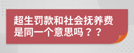 超生罚款和社会抚养费是同一个意思吗？？