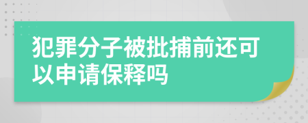 犯罪分子被批捕前还可以申请保释吗