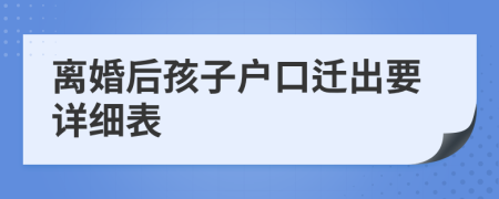 离婚后孩子户口迁出要详细表