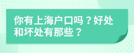 你有上海户口吗？好处和坏处有那些？