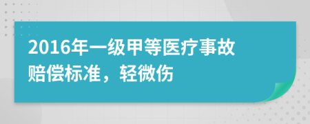 2016年一级甲等医疗事故赔偿标准，轻微伤