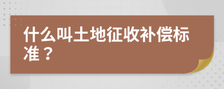 什么叫土地征收补偿标准？