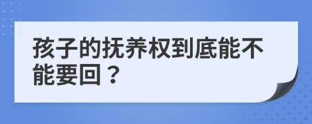 孩子的抚养权到底能不能要回？