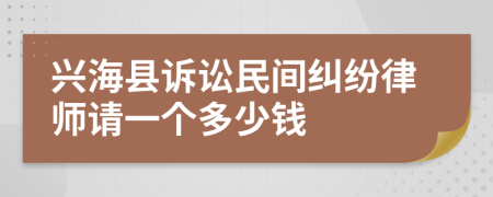 兴海县诉讼民间纠纷律师请一个多少钱