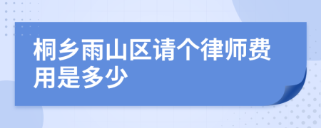 桐乡雨山区请个律师费用是多少