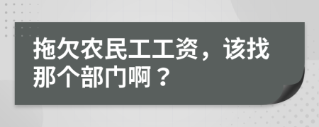 拖欠农民工工资，该找那个部门啊？